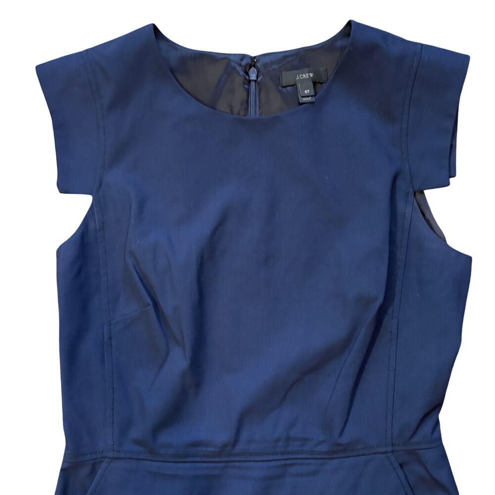 J.Crew Resume Wool Blend Midi Sheath Dress Blue Professional Packets 6T READ* - Picture 4 of 13